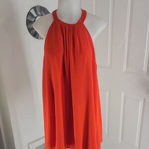 Mango Suit Pink Coral Sleeveless Keyhole Silk Blend Lined Midi Dress Womens Sz L